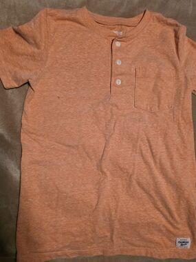 OshKosh B'gosh Orange Heather Short-Sleeve Henley Pocket Tee